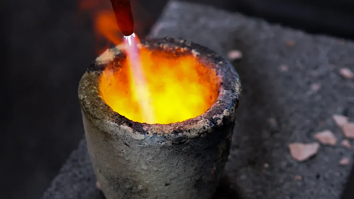 Gold content distribution in melted gold and gold analysis in the gold melting industry